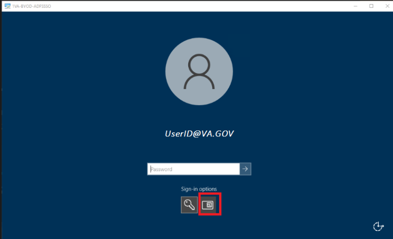 screenshot of the Windows sign-in form with the smartcard option highlighted
